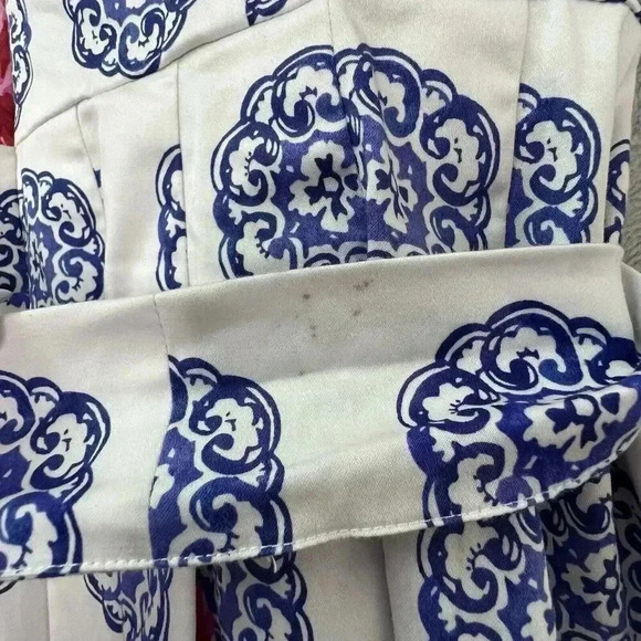 Talbot Mosaic Floral Sateen Fit & Flare Pink Blue Pleated Dress Knee Length Sz 8 - Picture 3 of 16